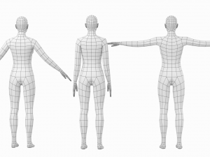 Natural Female in 3 Modeling Poses Base Mesh Model 3D