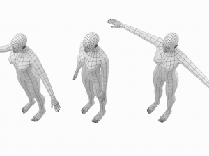 Natural Female in 3 Modeling Poses Base Mesh Model 3D