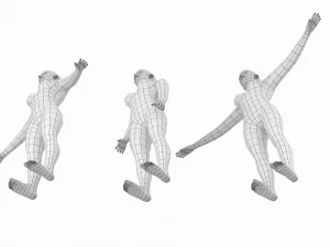 Femmina naturale in 3 pose modellanti Maglia base Modello 3D