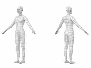 Natural Female in 3 Modeling Poses Base Mesh Model 3D