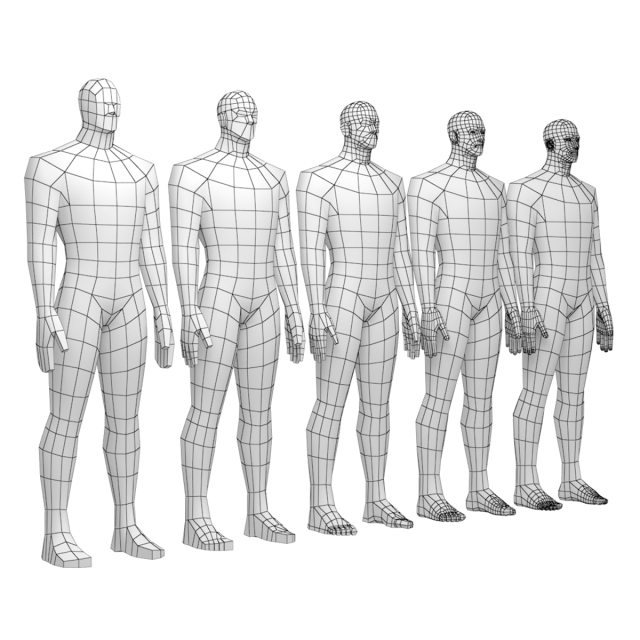 Hero Male in Rest Pose in 5 Topologies Modelo 3D .c4d .max .obj .3ds .fbx .stl .blend 
