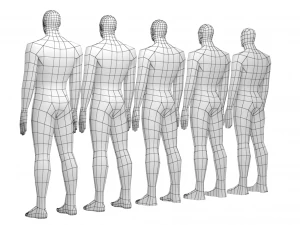 Hero Male in Rest Pose in 5 Topologies 3D Model