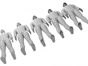 Hero Male in Rest Pose in 5 Topologies 3D Model