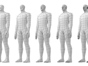 Hero Male in Rest Pose in 5 Topologies 3D Model