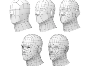 Hero Male in Rest Pose in 5 Topologies 3D Model