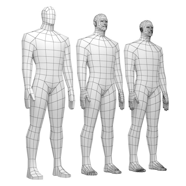 Hero Male in Rest Pose in 3 Topologies 3D Модель .c4d .max .obj .3ds .fbx .stl .blend 