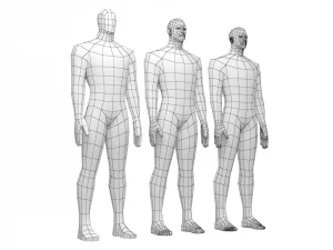 Hero Male in Rest Pose in 3 Topologies 3D Model