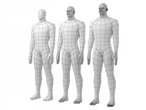 Hero Male in Rest Pose in 3 Topologies 3D Model
