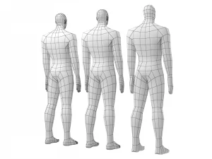 Hero Male in Rest Pose in 3 Topologies 3D Model
