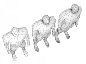 Hero Male in Rest Pose in 3 Topologies 3D Model