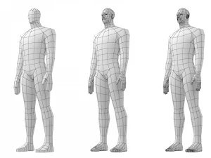 Hero Male in Rest Pose in 3 Topologies 3D Model