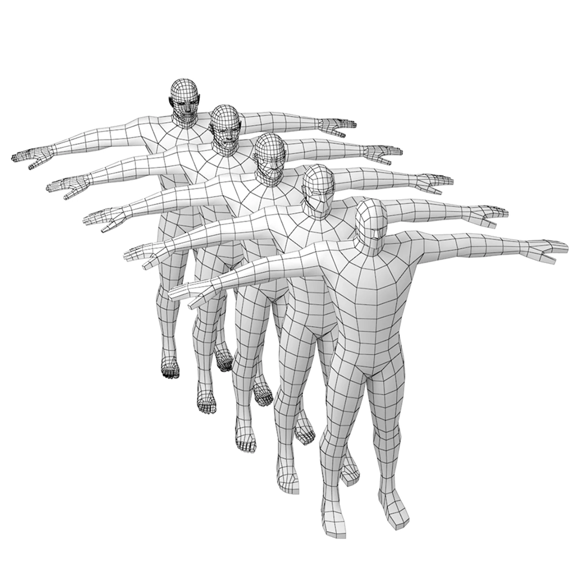 Hero Male in T-Pose in 5 Topologies 3D Model .c4d .max .obj .3ds .fbx .stl .blend 