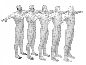 Hero Male in T-Pose in 5 Topologies 3D Model