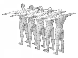 Hero Male in T-Pose in 5 Topologies 3D Model
