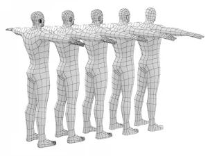 Hero Male in T-Pose in 5 Topologies 3D Model