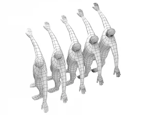 Hero Male in T-Pose in 5 Topologies 3D Model