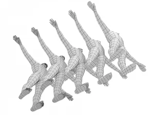Hero Male in T-Pose in 5 Topologies 3D Model