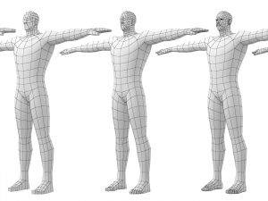 Hero Male in T-Pose in 5 Topologies Modello 3D