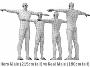 Hero Male in T-Pose in 5 Topologies Modello 3D