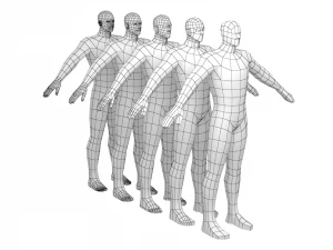 Hero Male in A-Pose in 5 Topologies 3D Model