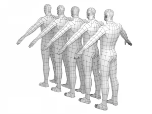Hero Male in A-Pose in 5 Topologies 3D Model