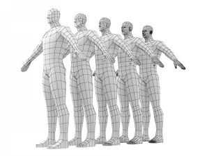 Hero Male in A-Pose in 5 Topologies 3D Model