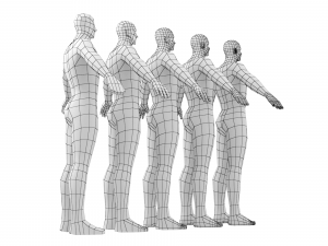 Hero Male in A-Pose in 5 Topologies 3D Model