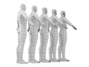 Hero Male in A-Pose in 5 Topologies 3D Model