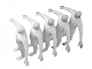 Hero Male in A-Pose in 5 Topologies 3D Model