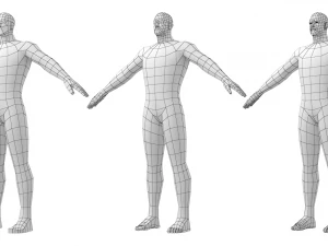 Hero Male in A-Pose in 5 Topologies 3D Model