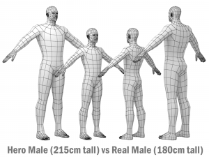Hero Male in A-Pose in 5 Topologies 3D Model