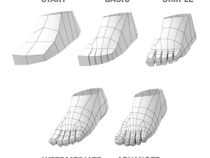 Hero Male in A-Pose in 5 Topologies 3D Model