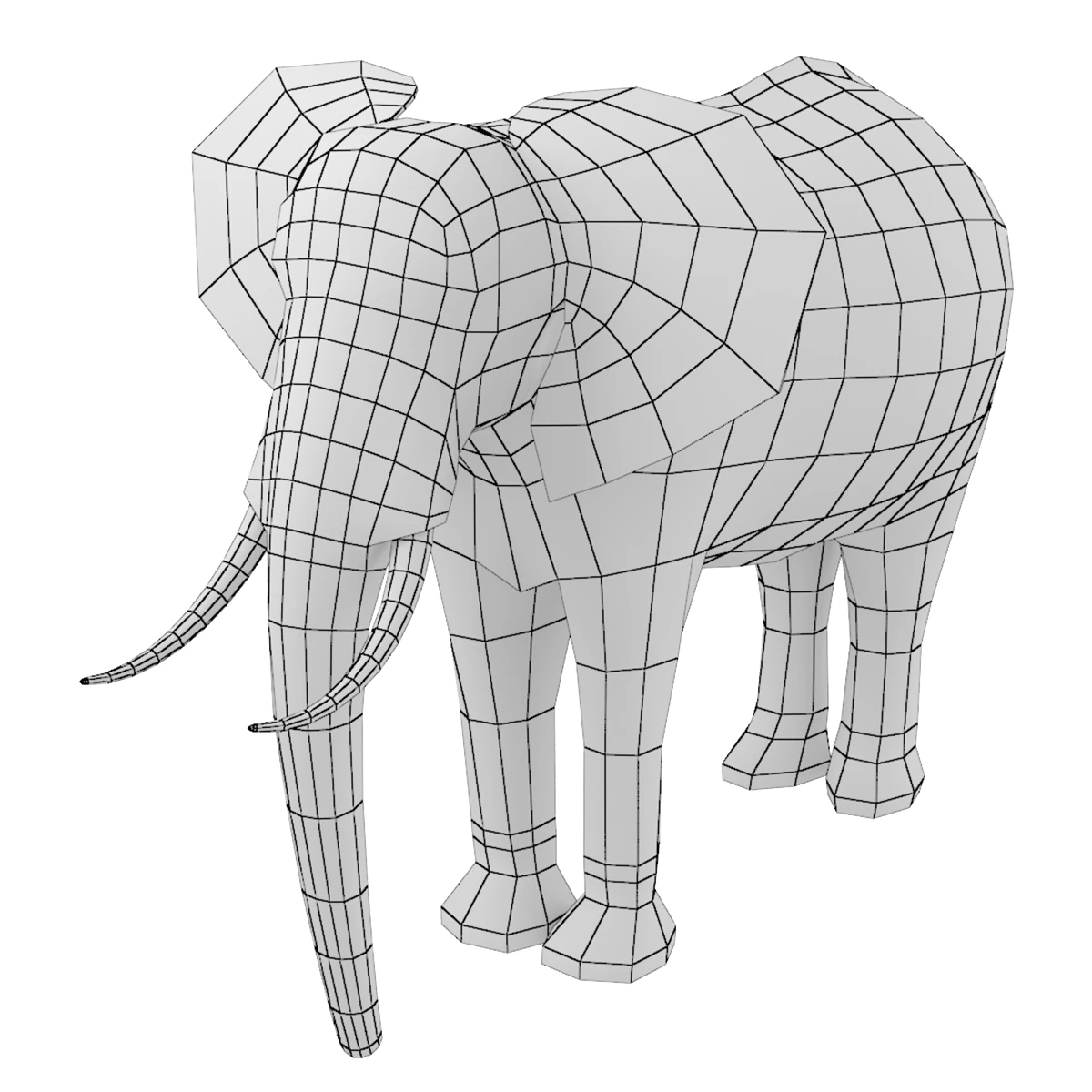Maglia di base animale dell'elefante africano Modello 3D .c4d .max .obj .3ds .fbx .stl .blend