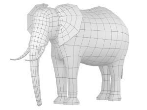 Maglia di base animale dell'elefante africano Modello 3D