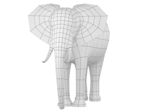 Maglia di base animale dell'elefante africano Modello 3D