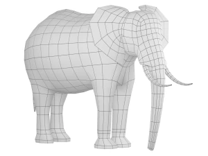 Maglia di base animale dell'elefante africano Modello 3D