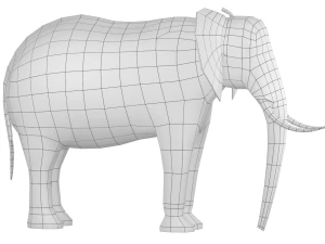 Maglia di base animale dell'elefante africano Modello 3D