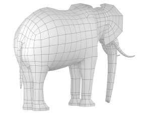 Maglia di base animale dell'elefante africano Modello 3D