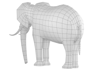 Maglia di base animale dell'elefante africano Modello 3D