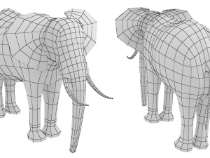 Maglia di base animale dell'elefante africano Modello 3D
