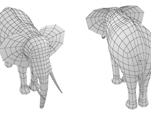 Maglia di base animale dell'elefante africano Modello 3D