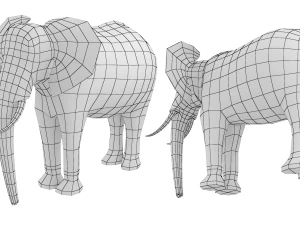 Maglia di base animale dell'elefante africano Modello 3D