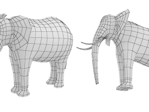 Maglia di base animale dell'elefante africano Modello 3D