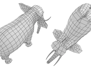 Maglia di base animale dell'elefante africano Modello 3D