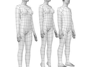 Natural Male and Female in Rest Pose Base Mesh 3D Модель