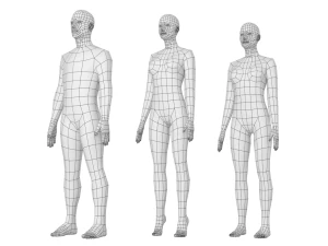 Nat&uuml;rliches M&auml;nnchen und Weibchen in Ruhehaltung, Basisnetz 3D Modell