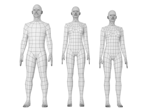 Natural Male and Female in Rest Pose Base Mesh 3D Model