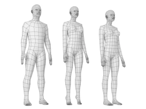 Nat&uuml;rliches M&auml;nnchen und Weibchen in Ruhehaltung, Basisnetz 3D Modell