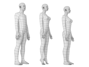 Nat&uuml;rliches M&auml;nnchen und Weibchen in Ruhehaltung, Basisnetz 3D Modell