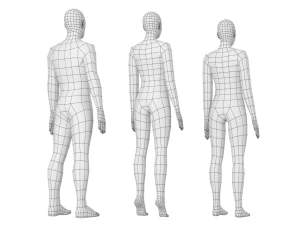 Nat&uuml;rliches M&auml;nnchen und Weibchen in Ruhehaltung, Basisnetz 3D Modell